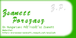 zsanett porszasz business card